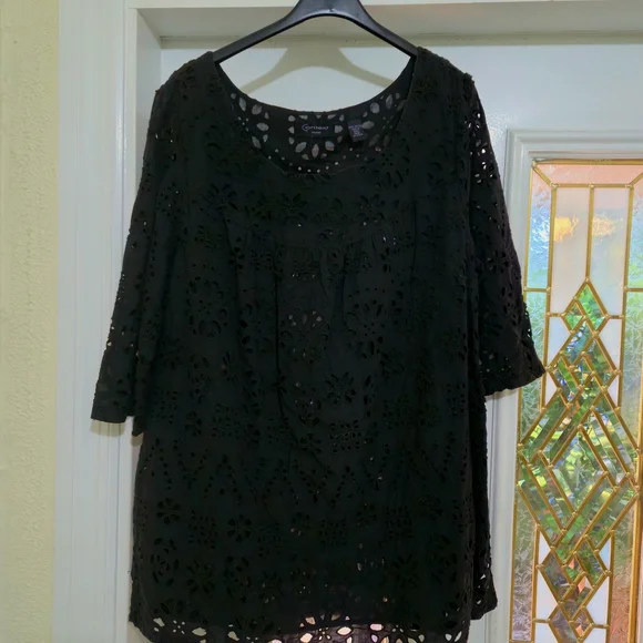 18W Black Eyelet Top - Picture 4 of 5